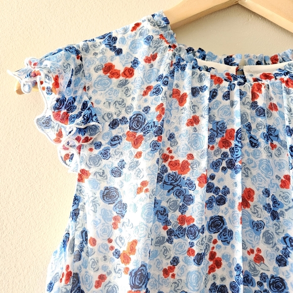 Aritzia Little Moon Rarity Blue Floral Feminine Ruffle Midi Casual Dress Sz XS. - Picture 6 of 16